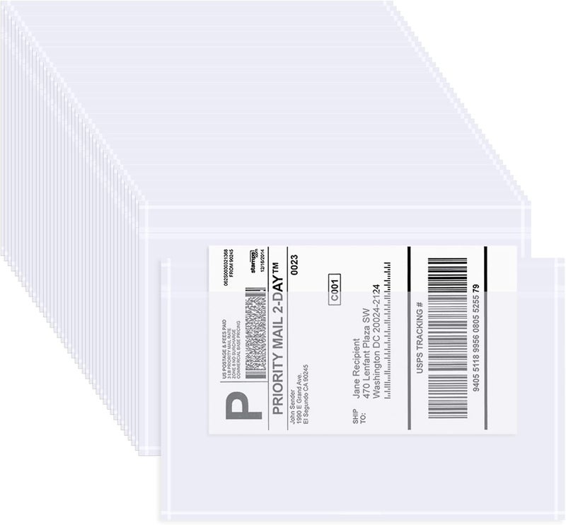 AZUREAL 60 قطعة أكمام ملصقات الشحن، 6.7" × 9.8" أكياس إيصال التعبئة، أظرف قائمة التعبئة/أظرف ملصقات الشحن للبريد، قائمة التعبئة، التعبئة، الوثائق الواقية - Image 1